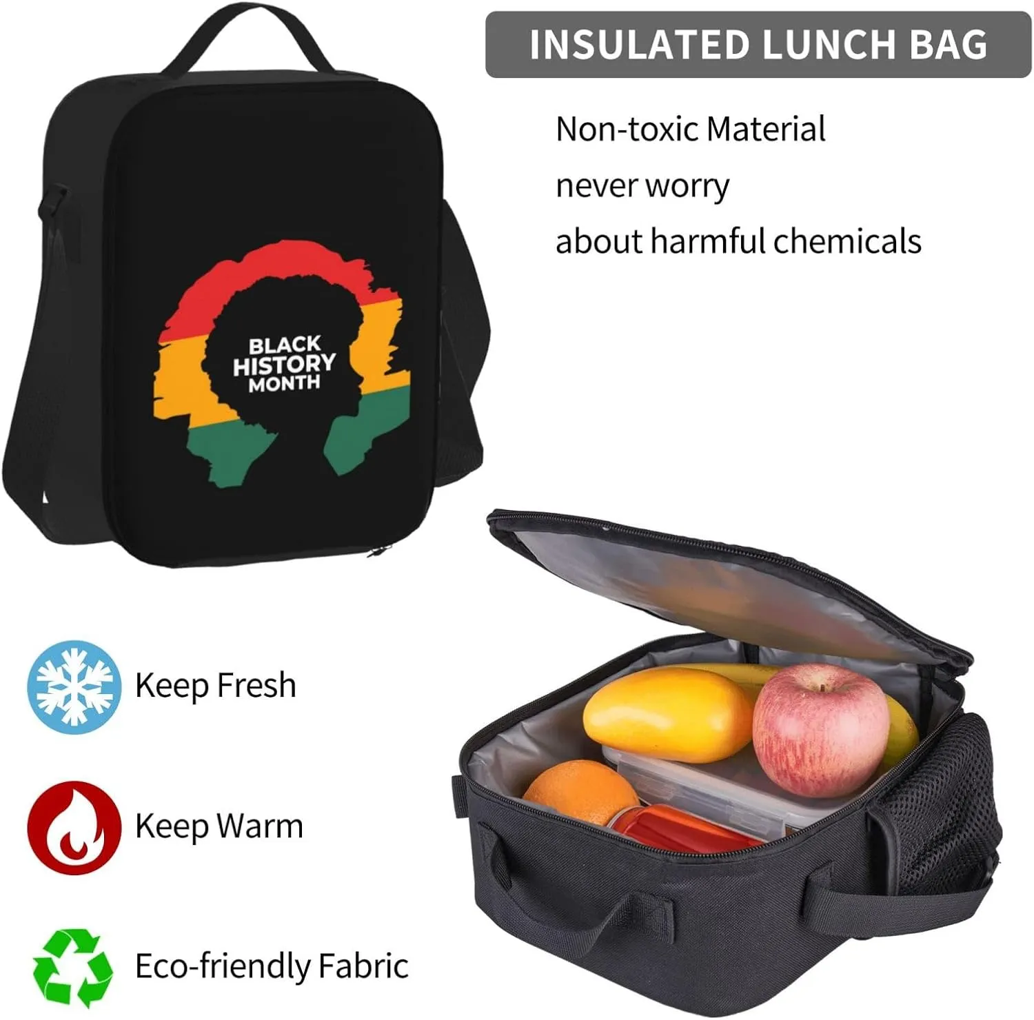 Black History Month Women Multifunctional Pocket Backpack Crossbody Lunch Bag Pencil Case 3Pcs Set Large Capacity Backpack