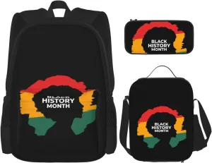 Black History Month Women Multifunctional Pocket Backpack Crossbody Lunch Bag Pencil Case 3Pcs Set Large Capacity Backpack
