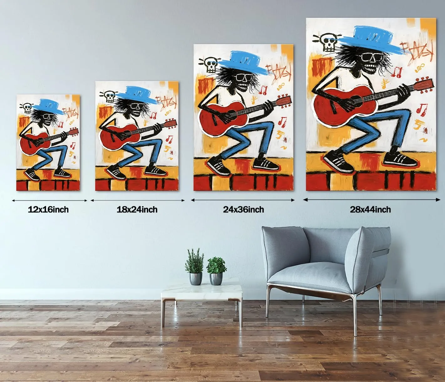 Black Man Play Guitar Canvas Wall Art Street Art Abstract Poster for Men Graffiti Cool Music Painting Prints Framed Artwork for Living Room Bedroom Office Decoration 18x24inch