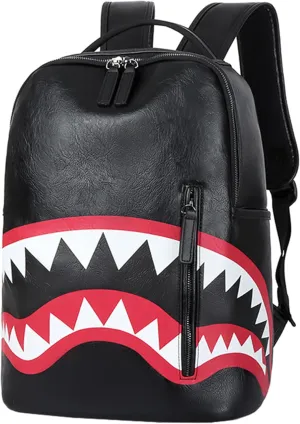 Black Shark Backpack,Large Capacity Backpack,Multi-Purpose Laptop Backpack Premium PU Leather Travel Outdoor Activities(Black Shark)