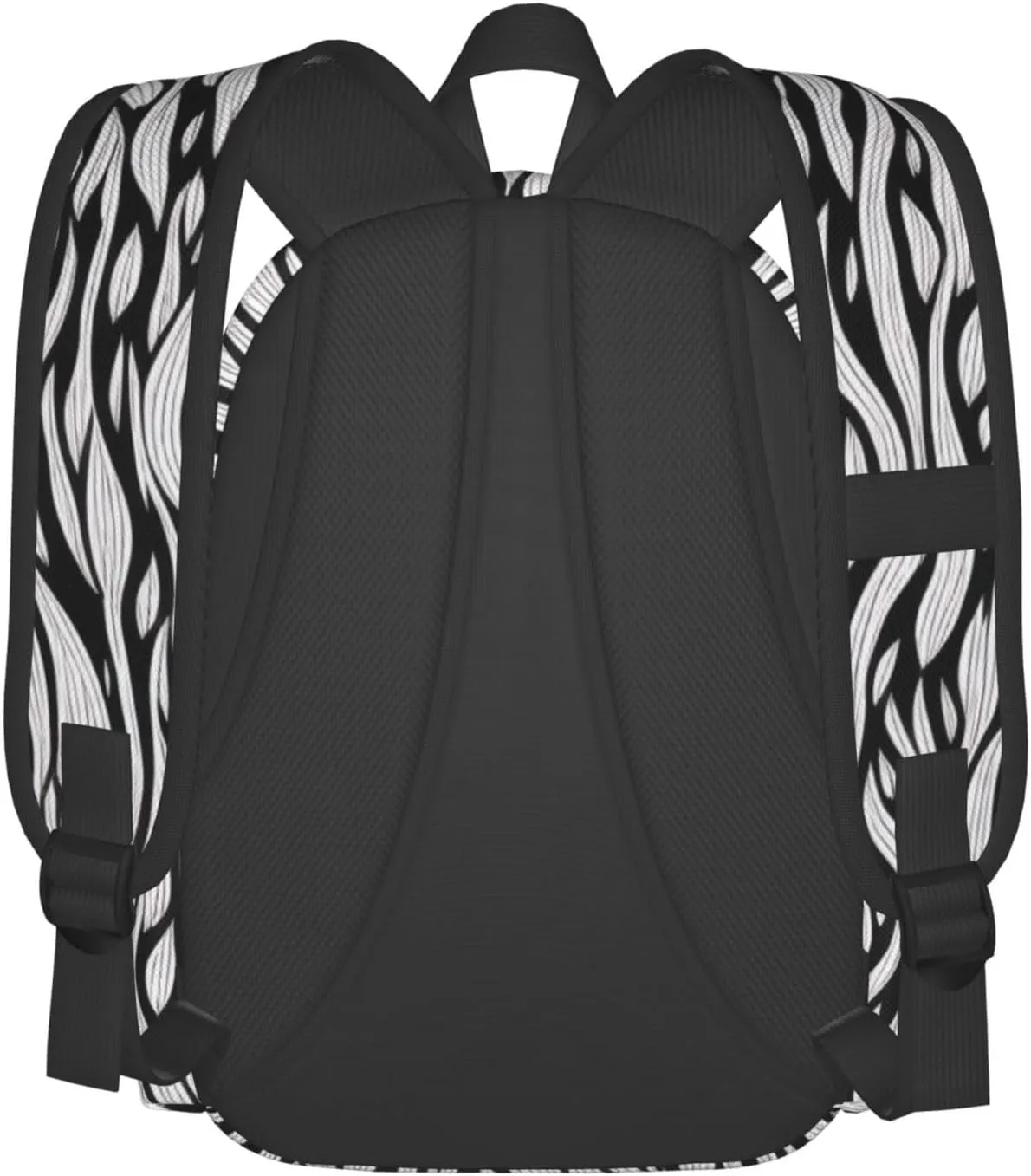 Black White Texture Print Patterns Backpack Print Shoulder Canvas Bag Travel Large Capacity Casual Daypack With Side Pockets