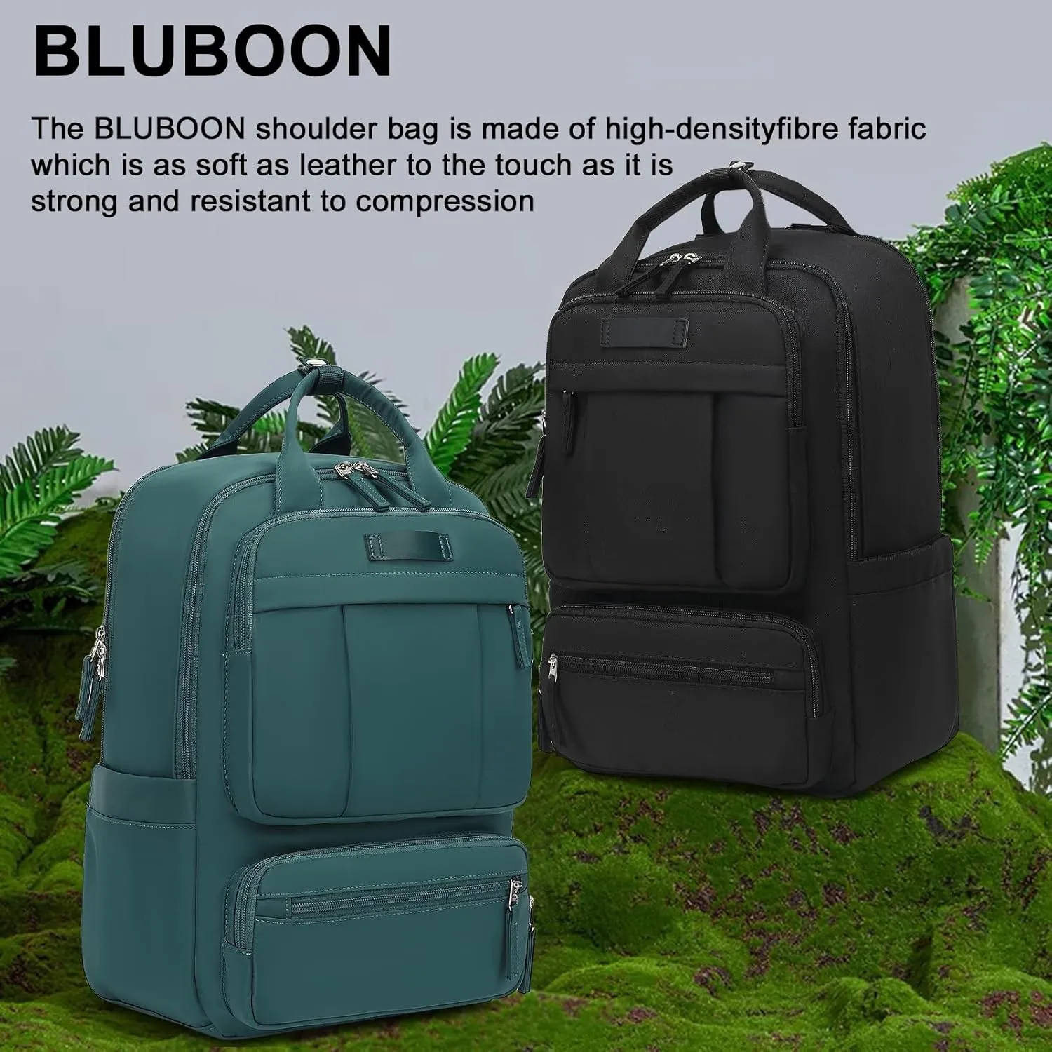 Bluboon Laptop Backpack for Women Waterproof Carry On Backpack Work Business Travel Bookbag Fashion College Schoolbag (Black)