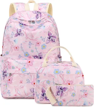 Bluboon Teen Girls School Backpack Kids Bookbag Set with Lunch Box Pencil Case Travel Laptop Backpack Casual Daypacks