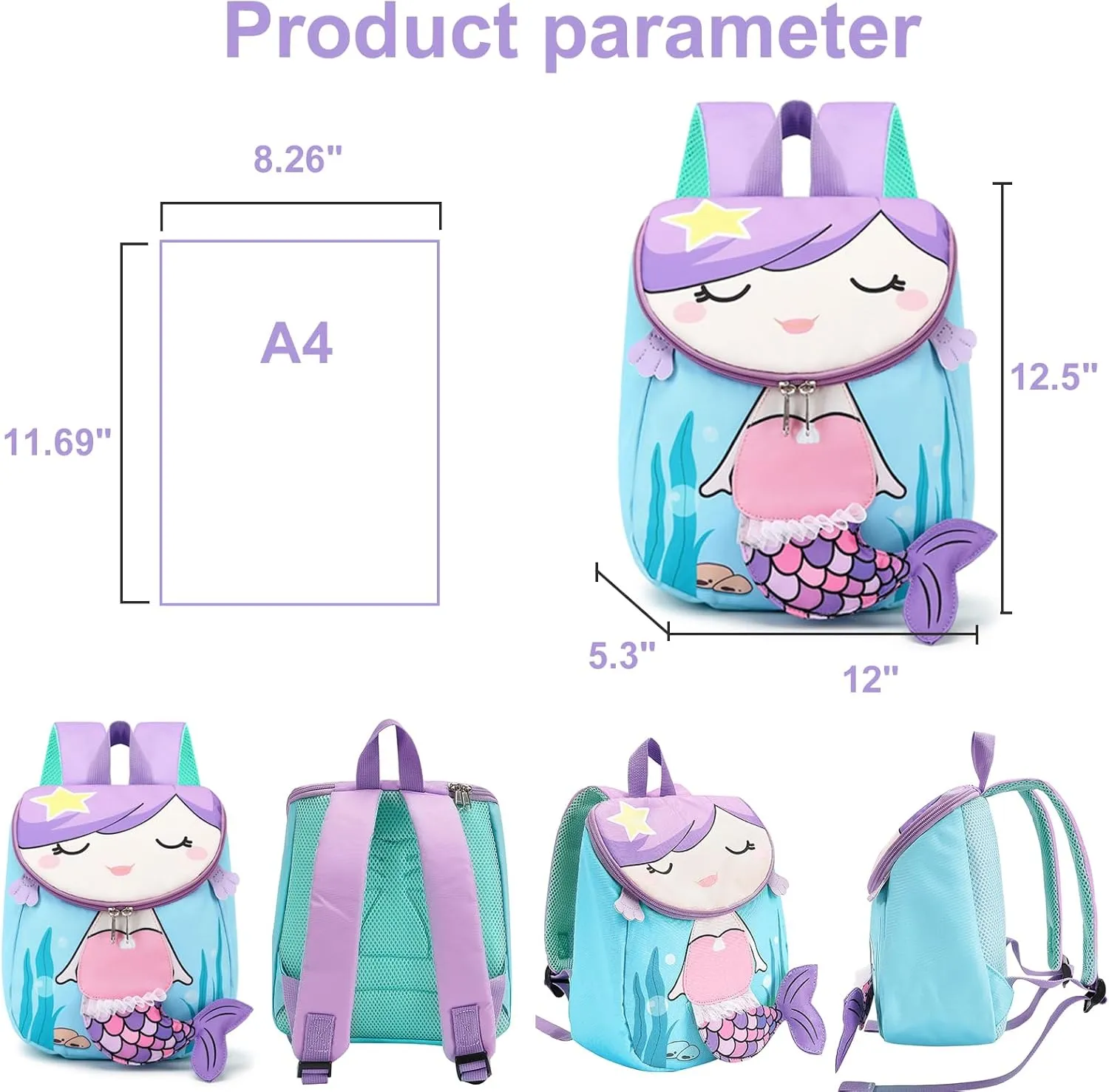 Bluboon Toddlers Backpack for Girls Cute Preschool Backpack 3D Schoolbag Toddler Bookbag for Kids