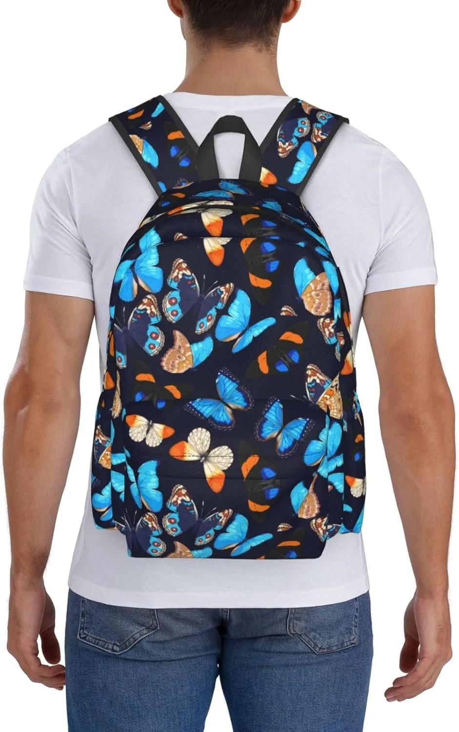 Blue Butterfly Multipurpose School Bag Bookbag for Teenage Boys Girls Daily Backpack