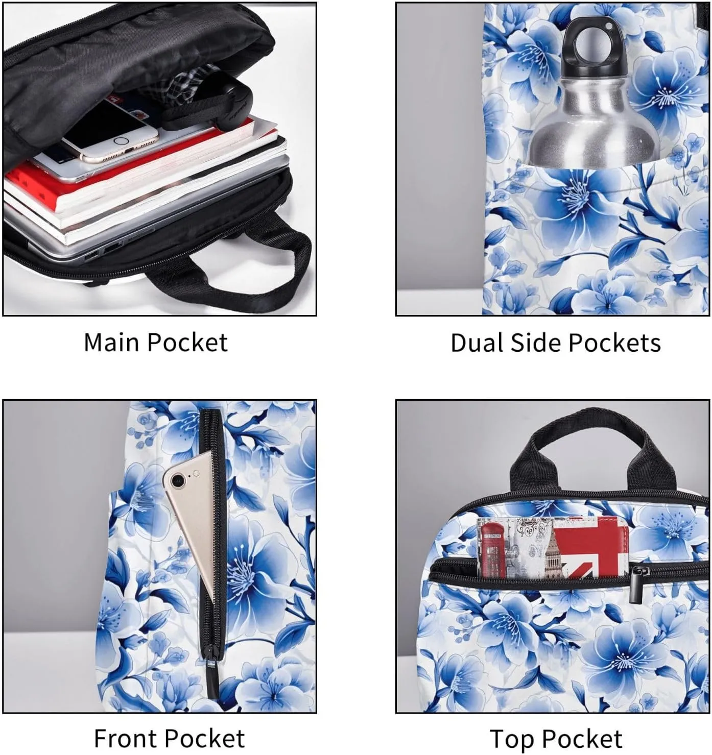 Blue Cherry Blossom Travel Backpack for Women Men Lightweight Laptop Backpack Casual Daypack Backpack Purse for Hiking Gym Camping Business