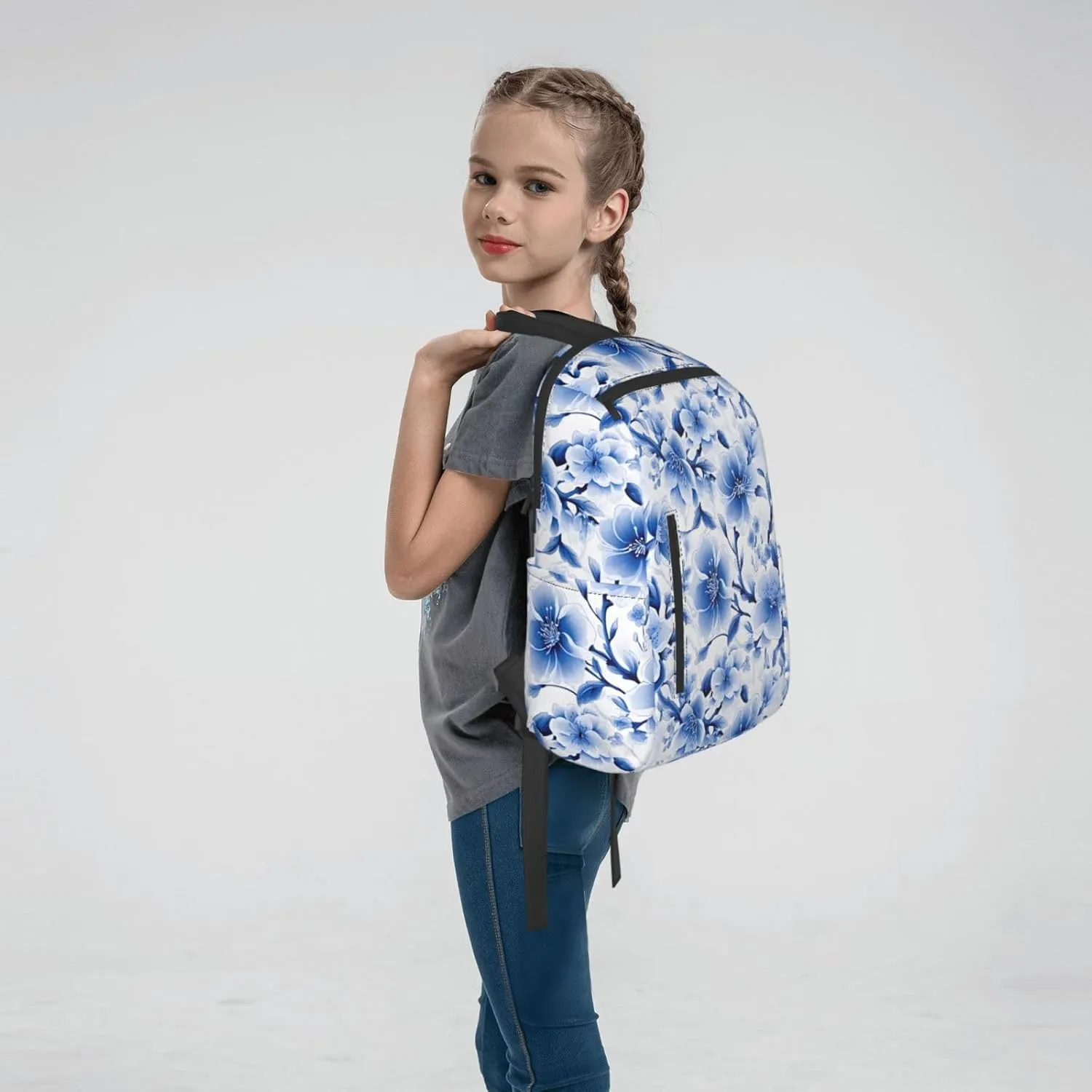 Blue Cherry Blossom Travel Backpack for Women Men Lightweight Laptop Backpack Casual Daypack Backpack Purse for Hiking Gym Camping Business