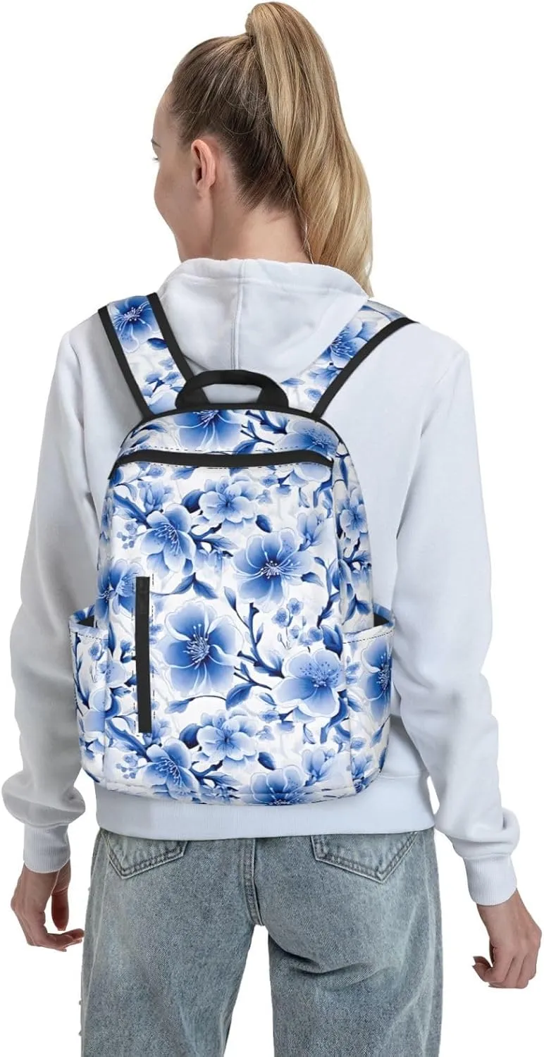 Blue Cherry Blossom Travel Backpack for Women Men Lightweight Laptop Backpack Casual Daypack Backpack Purse for Hiking Gym Camping Business