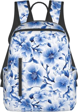 Blue Cherry Blossom Travel Backpack for Women Men Lightweight Laptop Backpack Casual Daypack Backpack Purse for Hiking Gym Camping Business