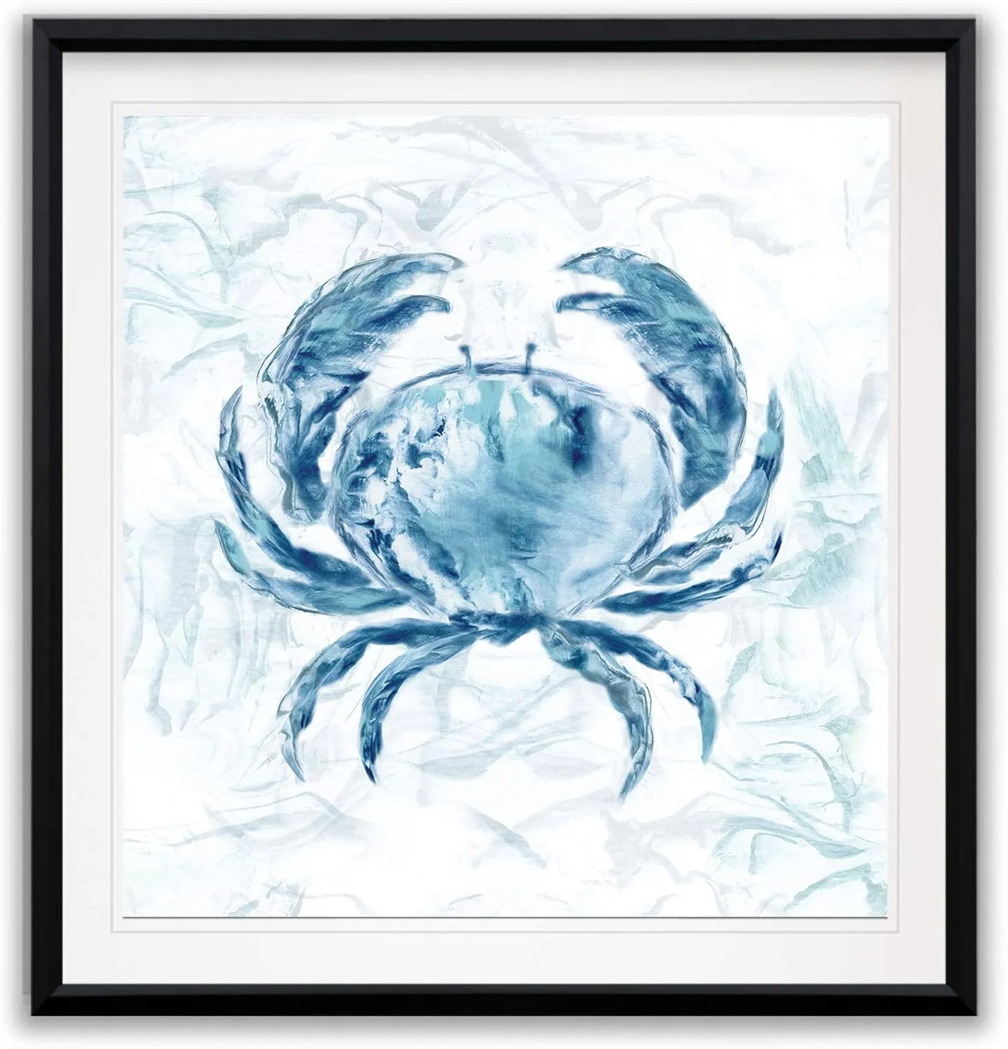 Blue Marble Coast Crab Painting Nursery Artwork Kids Ocean Beach Canvas Prints Art Framed Animal Wall Decor