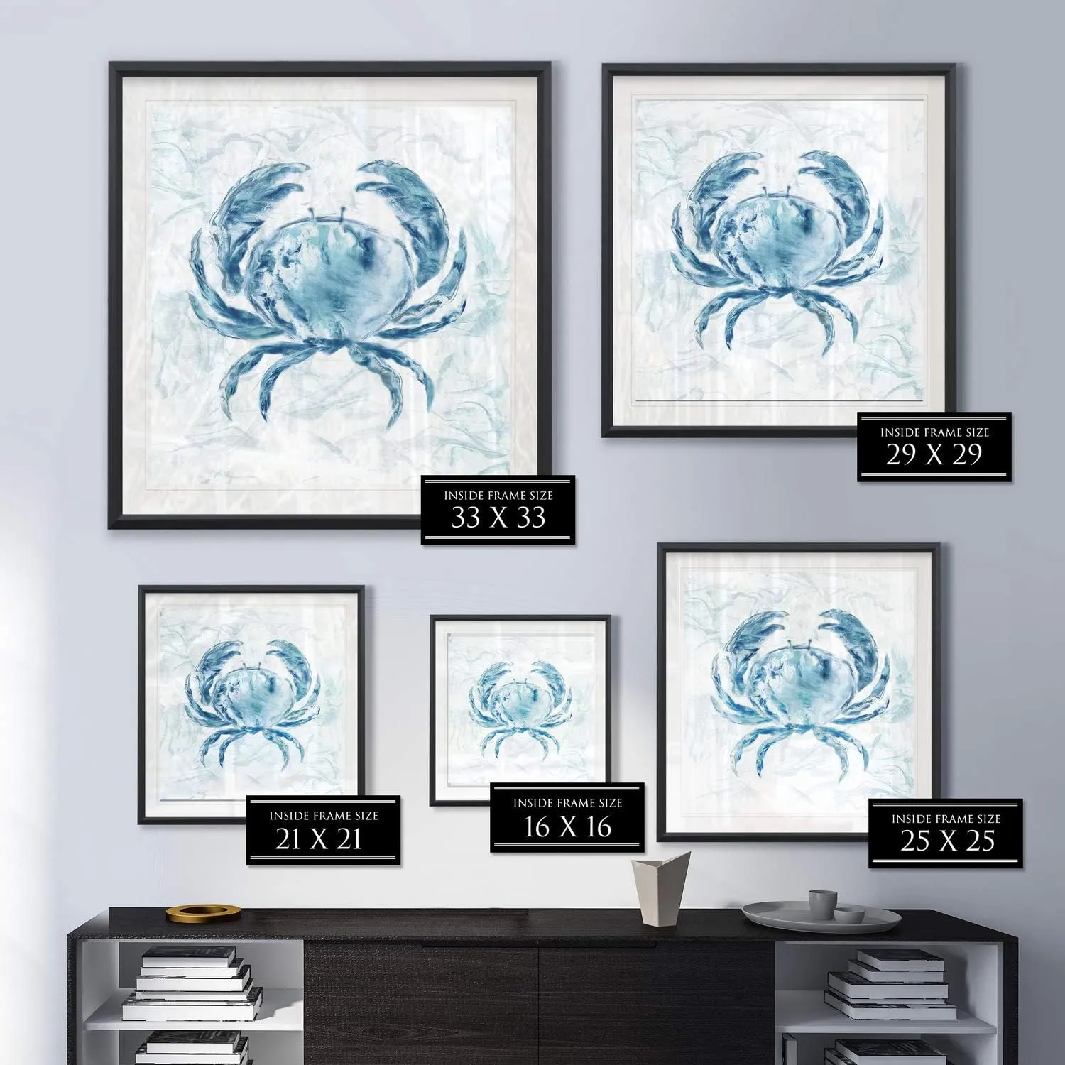 Blue Marble Coast Crab Painting Nursery Artwork Kids Ocean Beach Canvas Prints Art Framed Animal Wall Decor