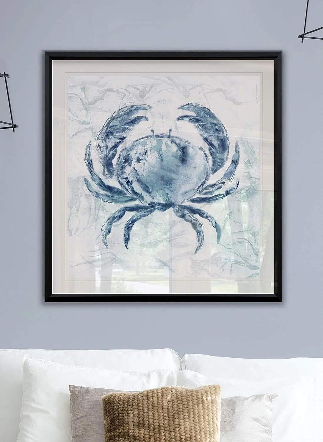 Blue Marble Coast Crab Painting Nursery Artwork Kids Ocean Beach Canvas Prints Art Framed Animal Wall Decor
