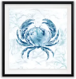 Blue Marble Coast Crab Painting Nursery Artwork Kids Ocean Beach Canvas Prints Art Framed Animal Wall Decor