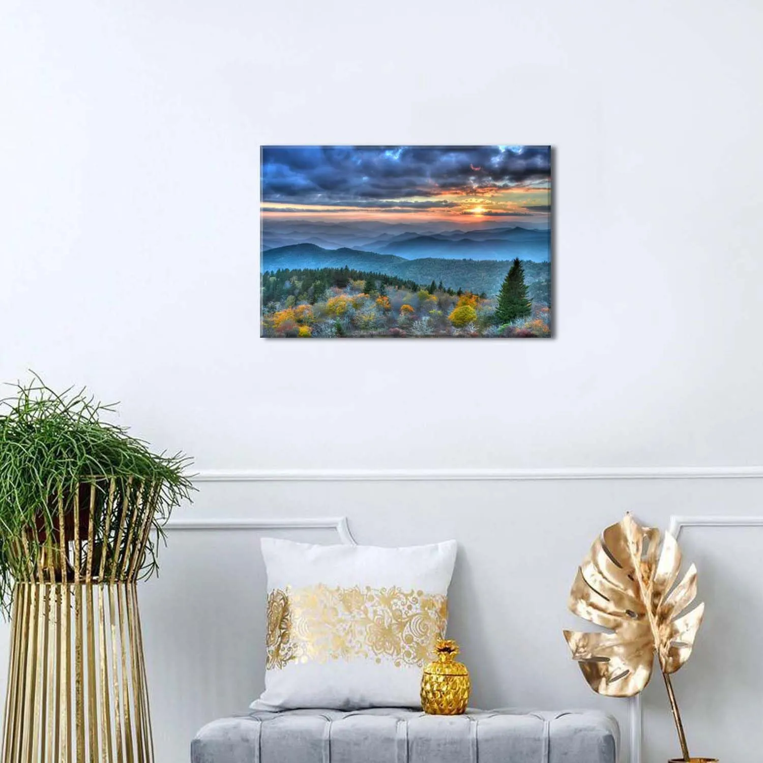 Blue Ridge Mountains Wall Art for Living Room Decor Sunrise Smoky Mountains Pictures Nature National Park Poster Forest Landscape Canvas Prints Painting Artwork for Bedroom Home Decoration 12x16"