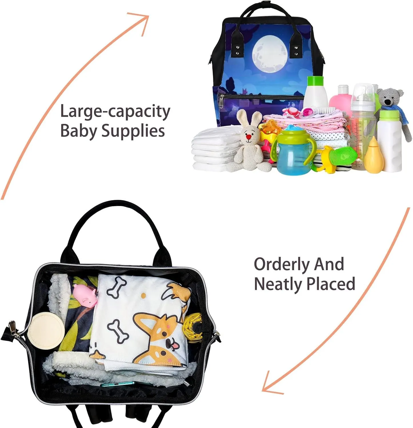 Blue Vintage Animal Graveyard Tombstones Diaper Bag Backpack, waterproof backpack Baby Nappy Changing Bags Laptop Backpack for Travel, Large Capacity, Durable and Stylish for Woman and Men.