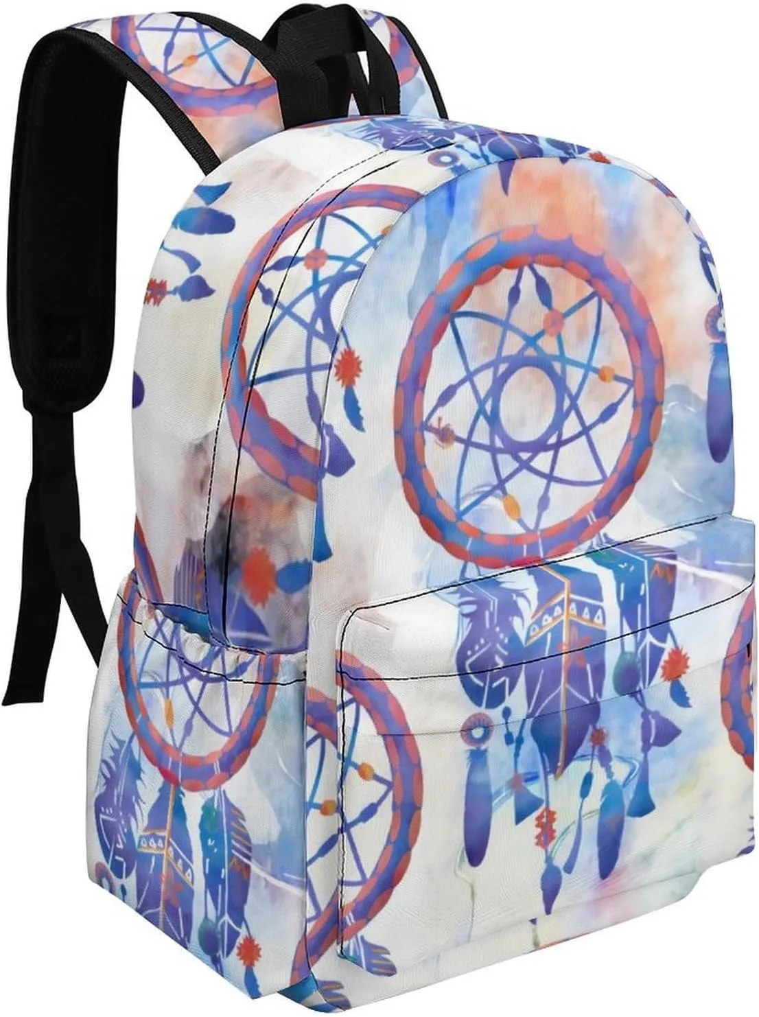 Blue Watercolor Dreamcatcher Modern Boho Classic And Stylish Large Capacity Portable Half Print Backpack