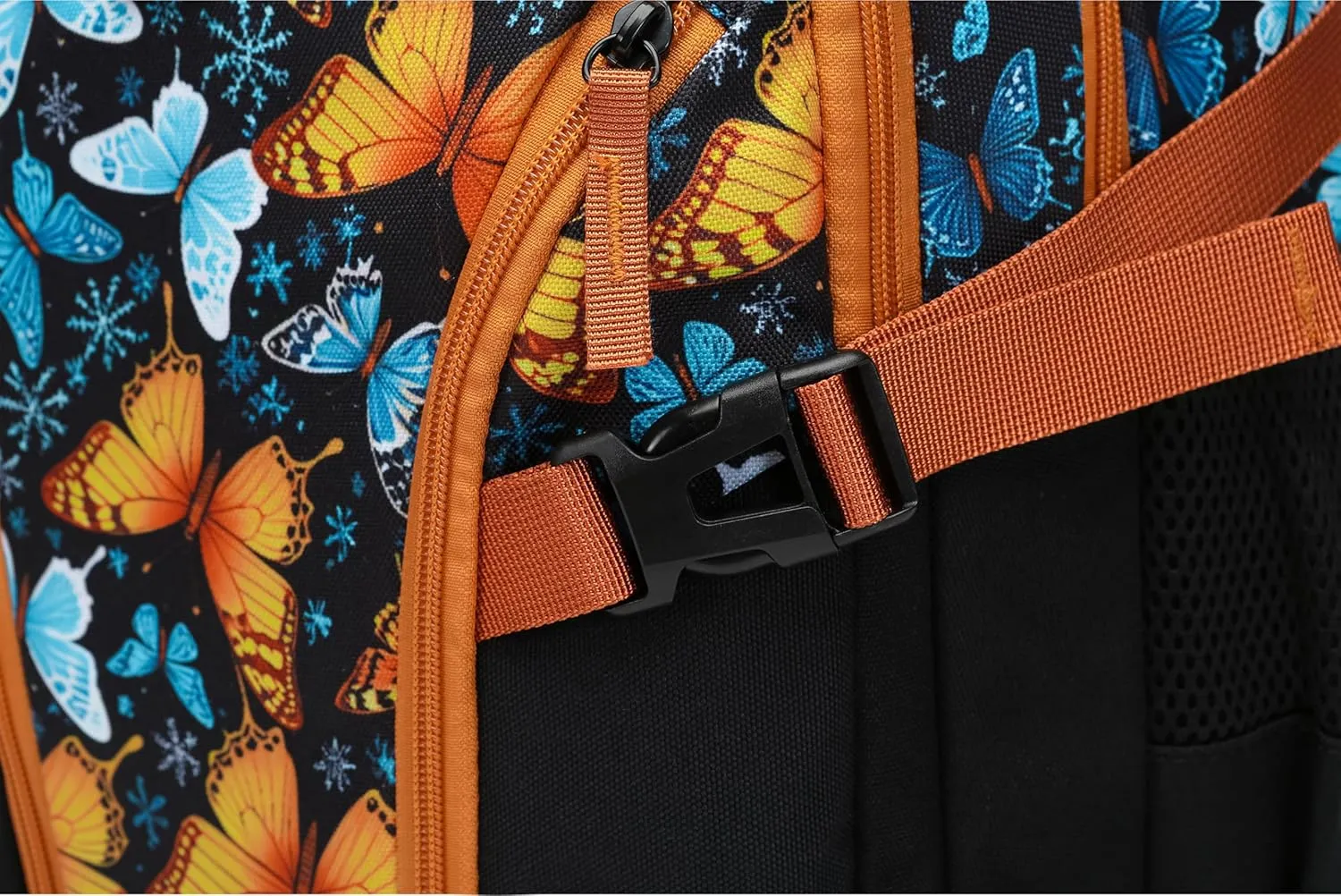 BLUEFAIRY Butterfly Backpack School Book Bag for Girls Women High School College Teens Bookbag for Adults with Lots Pockets Mochilas para Niñas 18" Orange