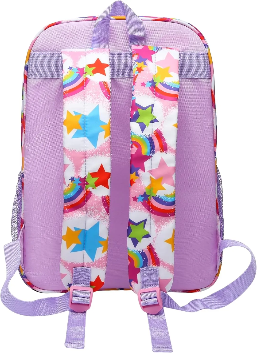 BLUEFAIRY Clear Backpack for School Stadium Approved Large PVC See Through Bag Heavy Duty Bookbag Transparent Plastic Bag for Kids Students Work Events 17" Rainbow Pink