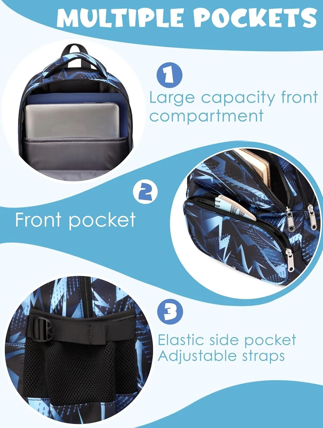 BLUEFAIRY Kids Backpack for Boys Elementary Primary Middle School Bags for Child Bookbags Back to School Gifts with Tablet Sleeve Large Compartment Mochila Para Niños Age 6-10 Aegean Blue