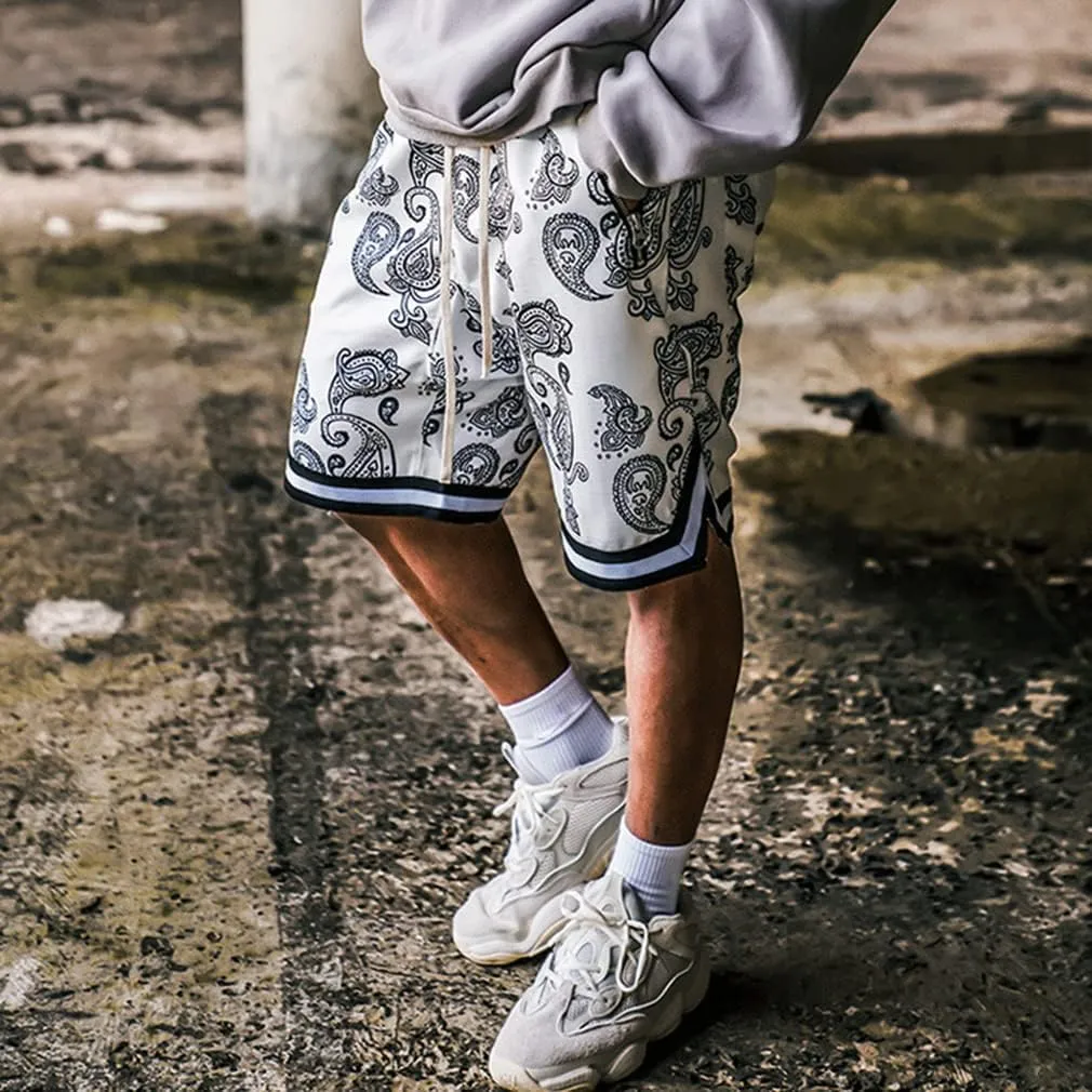 BOOMLEMON Men's Paisley Shorts Athletic Workout Basketball Shorts Casual Print Running Short Pants