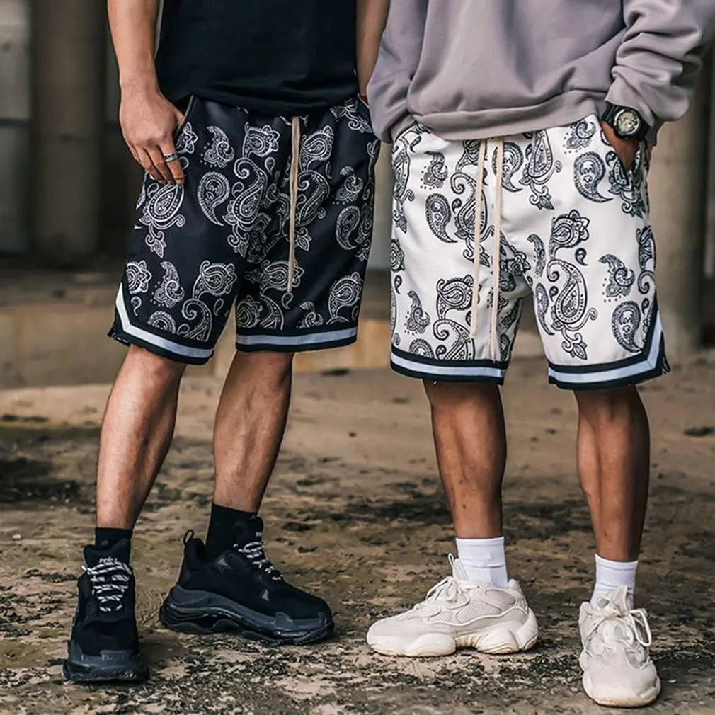 BOOMLEMON Men's Paisley Shorts Athletic Workout Basketball Shorts Casual Print Running Short Pants