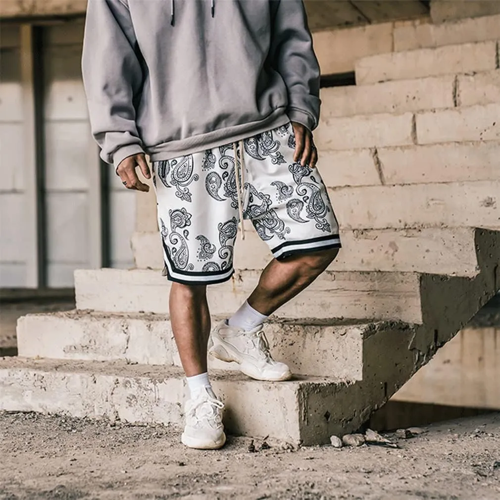 BOOMLEMON Men's Paisley Shorts Athletic Workout Basketball Shorts Casual Print Running Short Pants