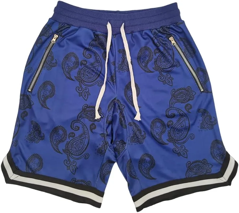 BOOMLEMON Men's Paisley Shorts Athletic Workout Basketball Shorts Casual Print Running Short Pants