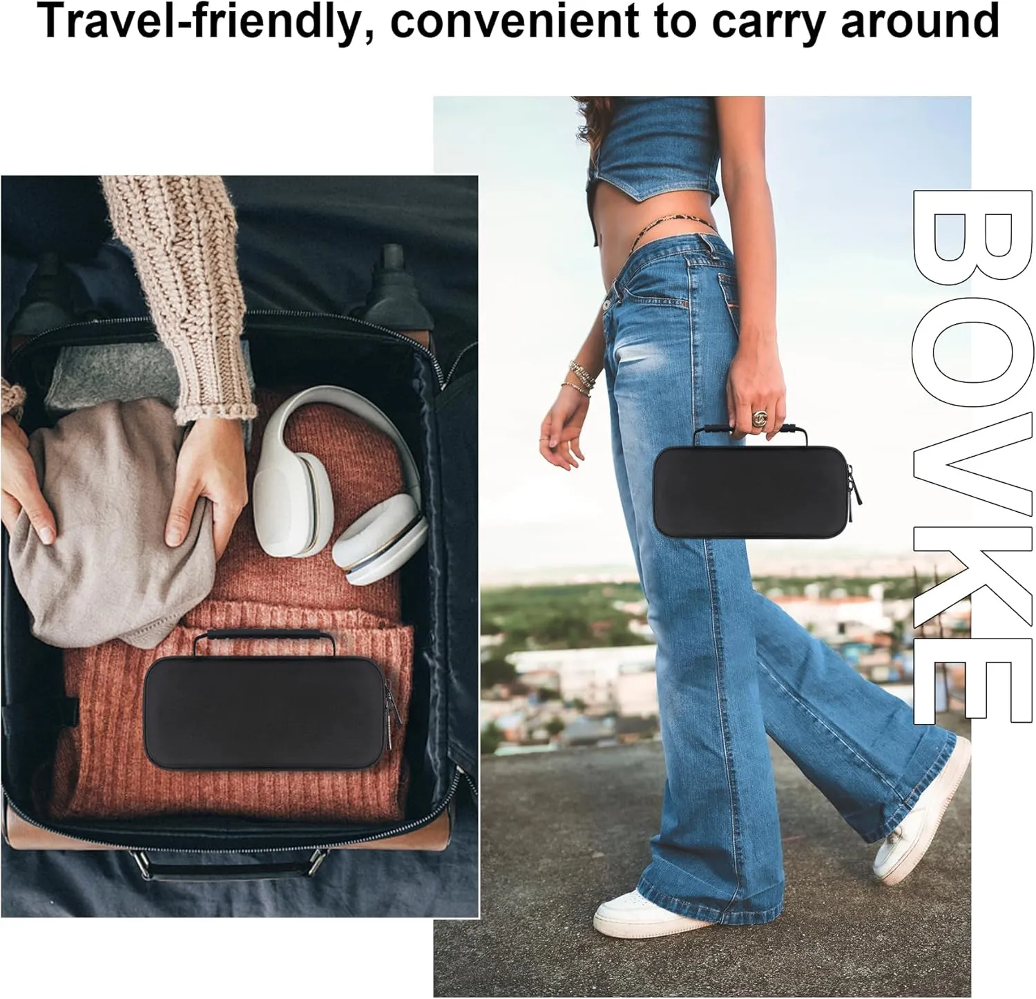 BOVKE Travel Case Compatible with Ultimate Ears Boom 4 Portable Waterproof Bluetooth Wireless Speaker, Boom 4 Holder with Mesh Pocket for Charging Cables, Black