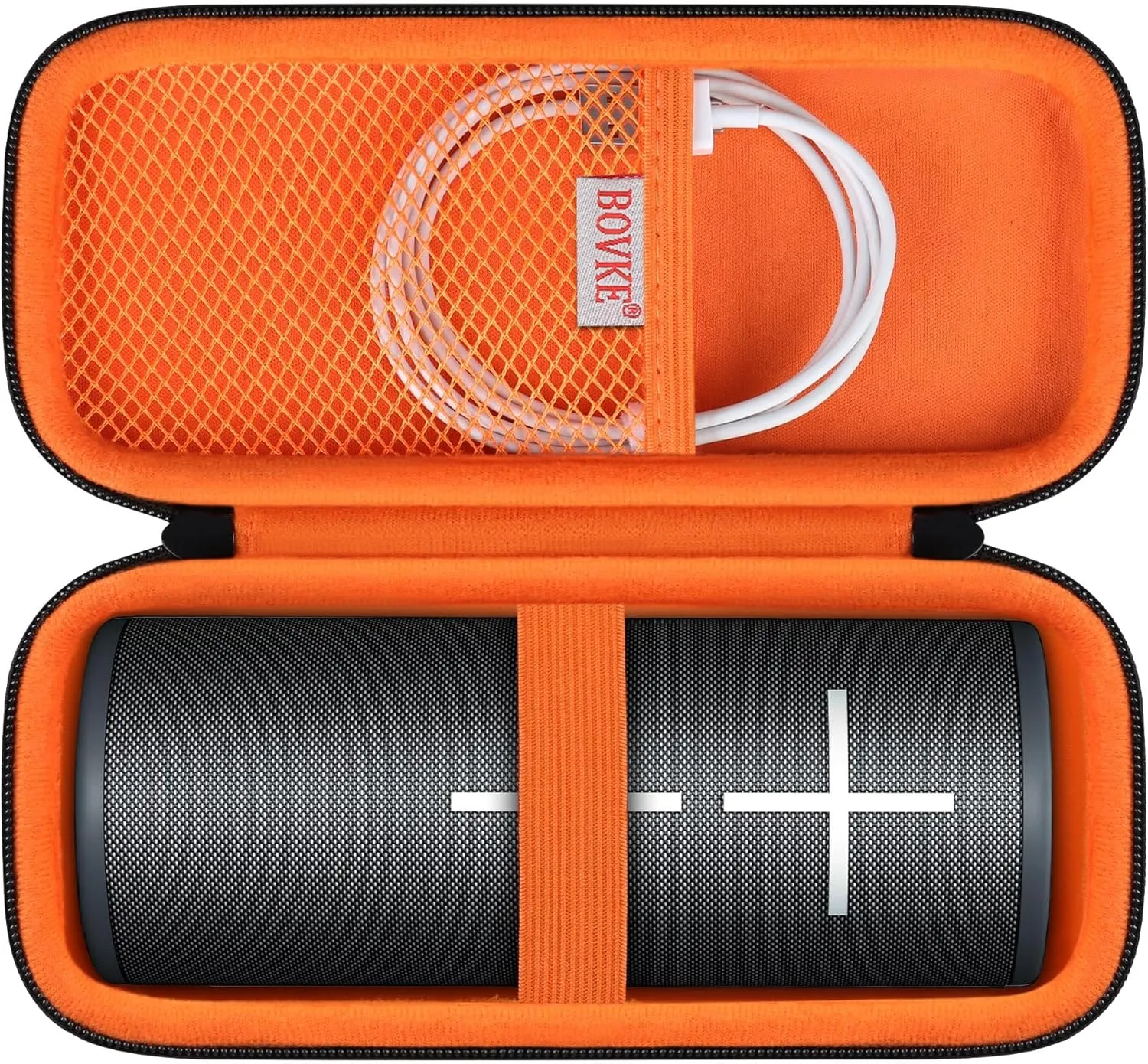BOVKE Travel Case Compatible with Ultimate Ears Boom 4 Portable Waterproof Bluetooth Wireless Speaker, Boom 4 Holder with Mesh Pocket for Charging Cables, Black