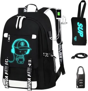 boy girl backpack.Anime Luminous Backpack School Backpack with USB Charging Port for, Kids Backpack Boys Book Bag Teen Elementary.School.Student.Backpack.Travel.Backpack.Middle.School.Lapto.with.Set