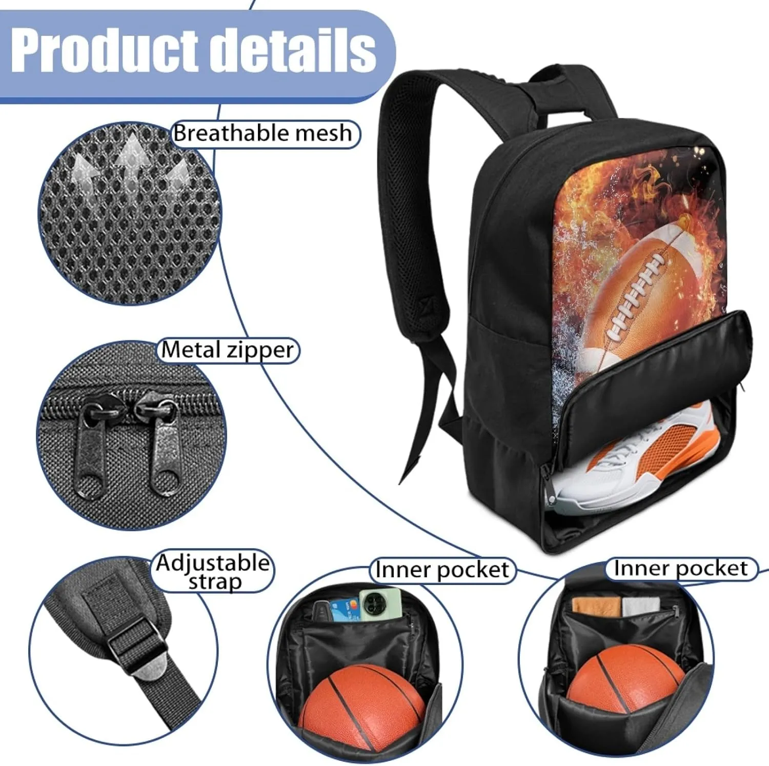 Boys Backpack with Shoe Compartment for Kids Children Equipment Bag