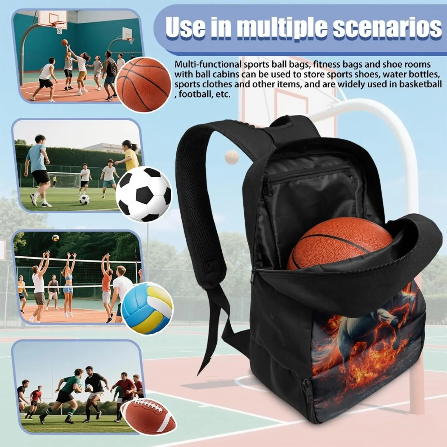 Boys Equipment Bag with Shoe Compartment for Kids Sports Backpack