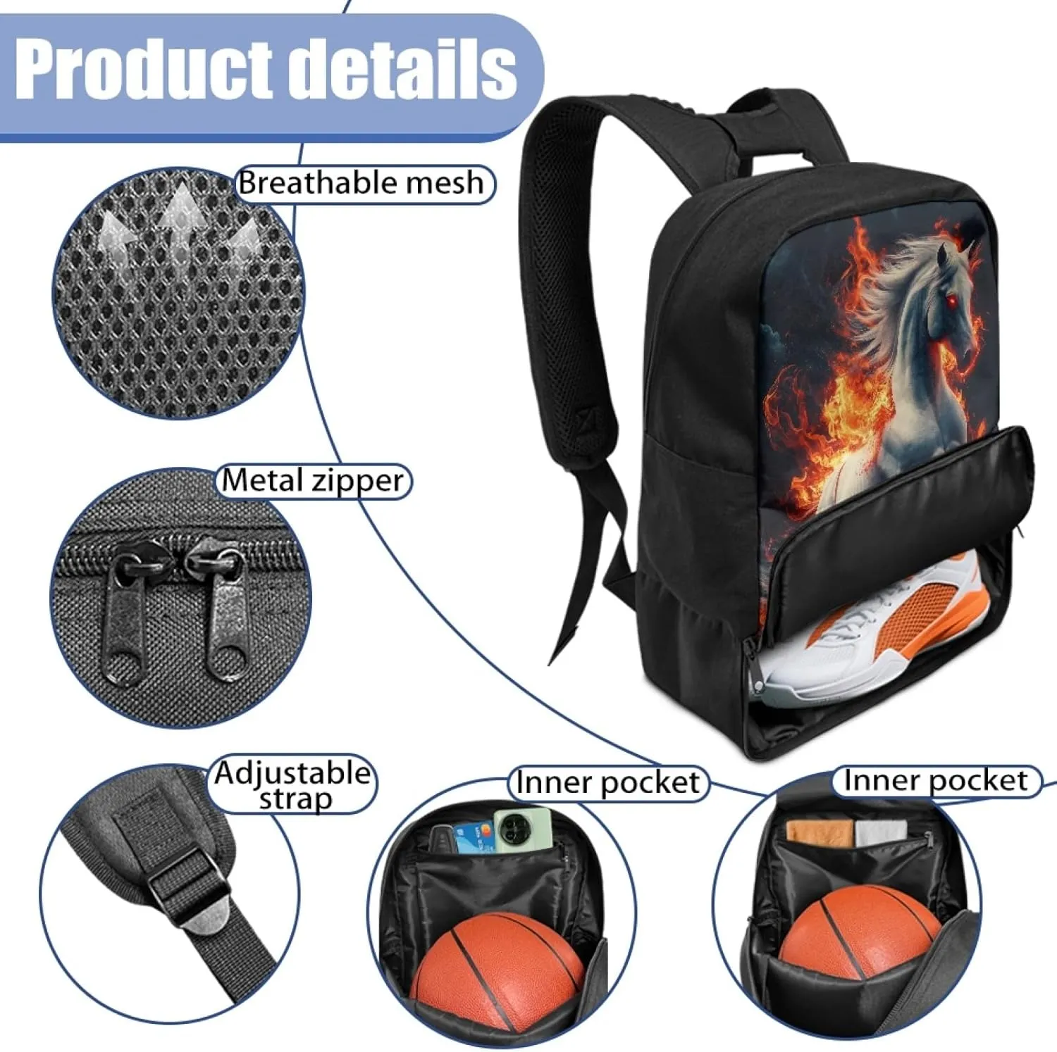 Boys Equipment Bag with Shoe Compartment for Kids Sports Backpack