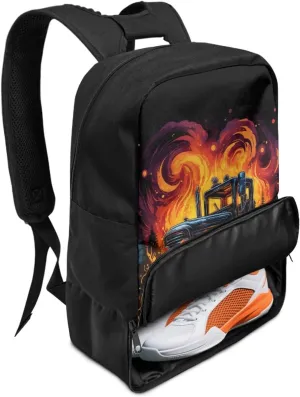 Boys Tractor Sports Backpack for 5-14 Years Kids Flame Equipment Bag,Black Bookbag for Elementary Children Large Capacity Duffle Bags for Soccer Football