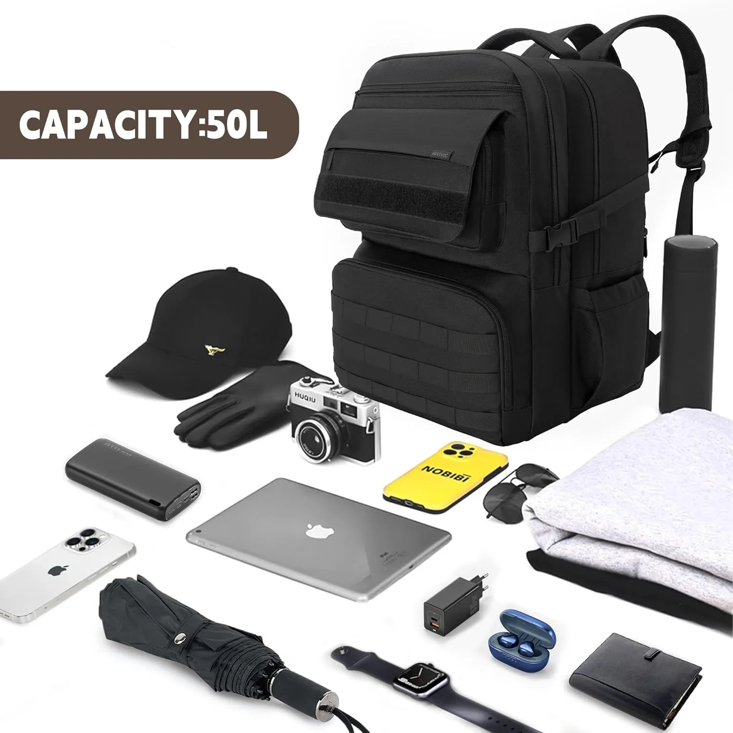 BQKOZFIN Tactical Backpack Waterproof Military MOLLE Assault Backpack Bag for Hunting Camping Travel,13" Lx 12" W x 20" H…