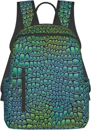 BREAUX Alligator Skin Lightweight Backpack Travel Shoulder Bag Laptop Backpack High Density Twill Composite Fabric