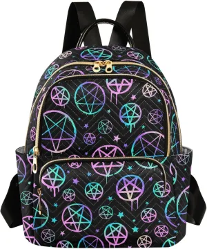 Bright Pentagrams Mini Backpack Fashion Backpack Purse for Women,Handbag Shoulder Bag Casual Daypack, Ladies Gift for College Work (M)