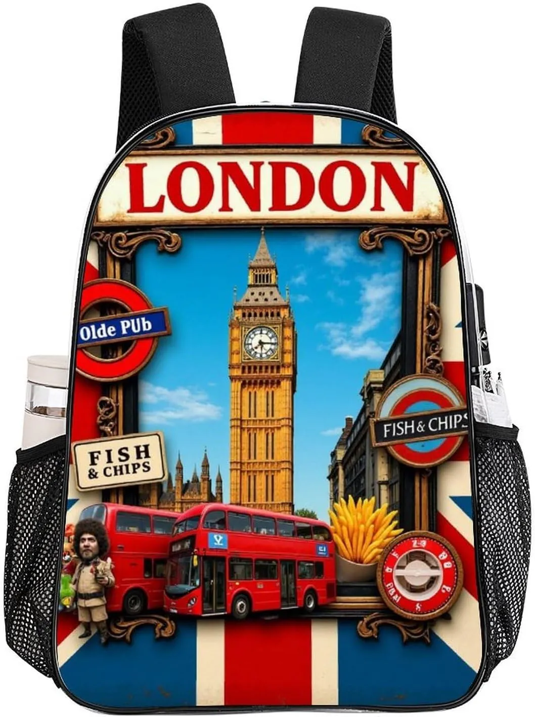British Flag London Daypack Backpack Transparent Multipurpose Anti-Theft Shoulder Bag Big Capacity Gym Outdoor Hiking Backpack With Smooth Zippers