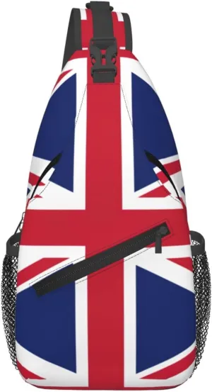 British Flag Print Crossbody Sling Bag, Lightweight Shoulder Backpack Adjustable Outdoor Travel Cycling Bag