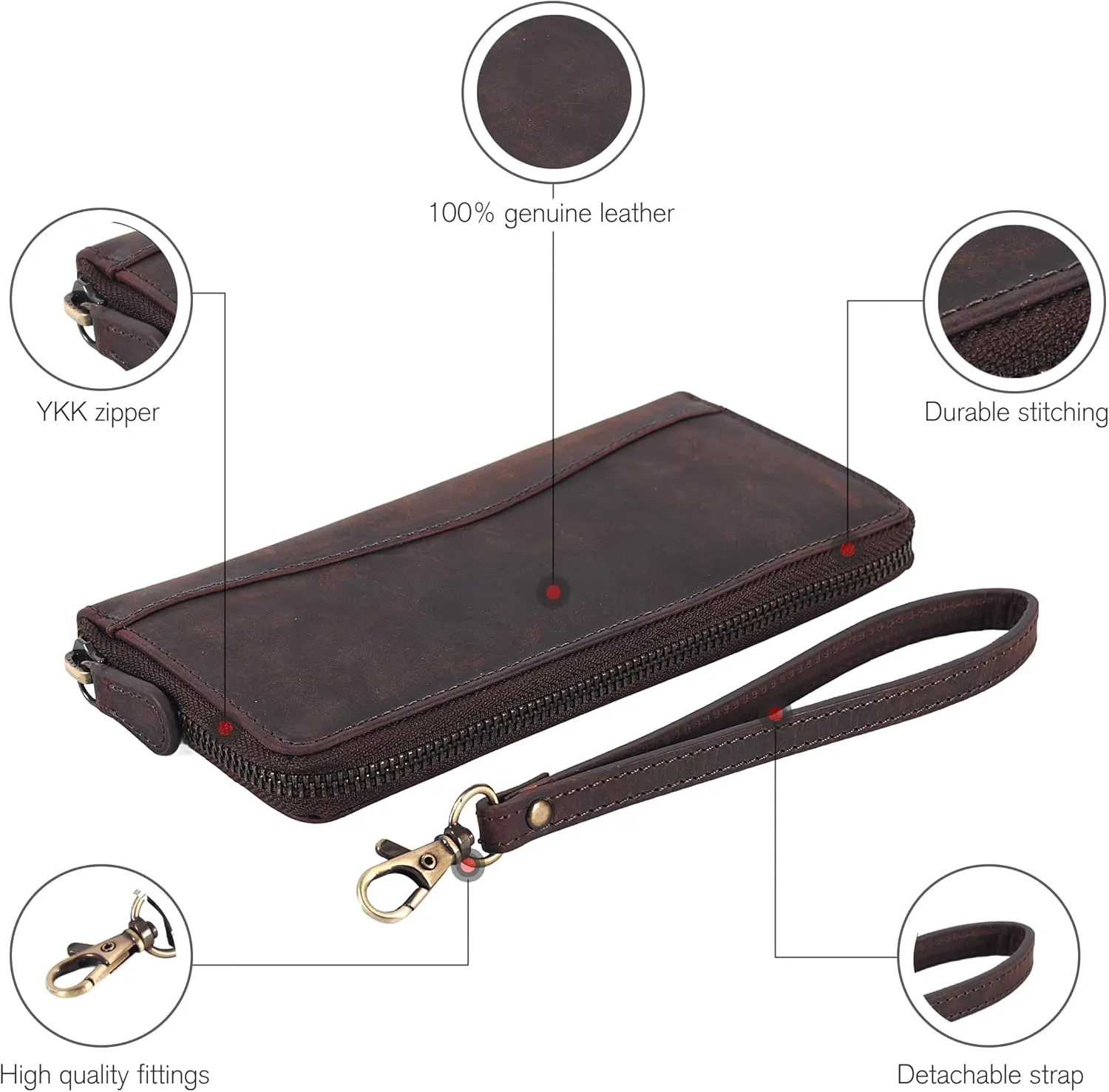 Brown Leather Wallet for Women - RFID Womens Wallet Clutch with 8 Credit Card Holder, Coin Pocket