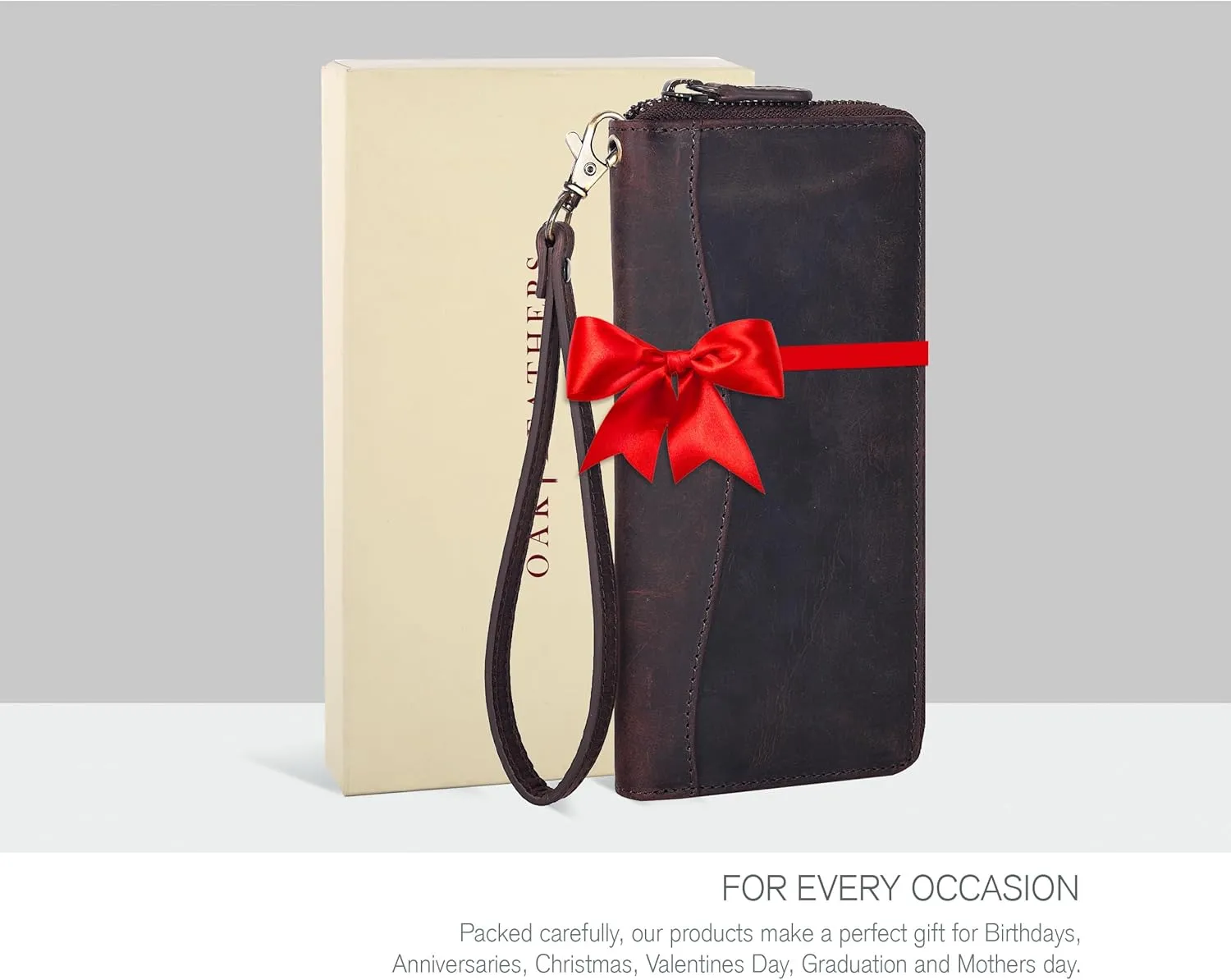 Brown Leather Wallet for Women - RFID Womens Wallet Clutch with 8 Credit Card Holder, Coin Pocket
