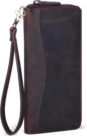 Brown Leather Wallet for Women - RFID Womens Wallet Clutch with 8 Credit Card Holder, Coin Pocket
