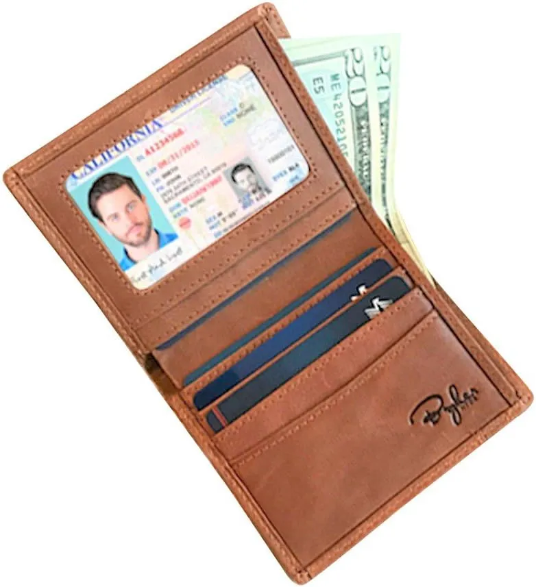 Bryker Hyde Slim Vertical Bifold RFID Blocking Full Grain Leather Wallet for Men, Front Pocket, Bill/Receipt pocket (Brown)