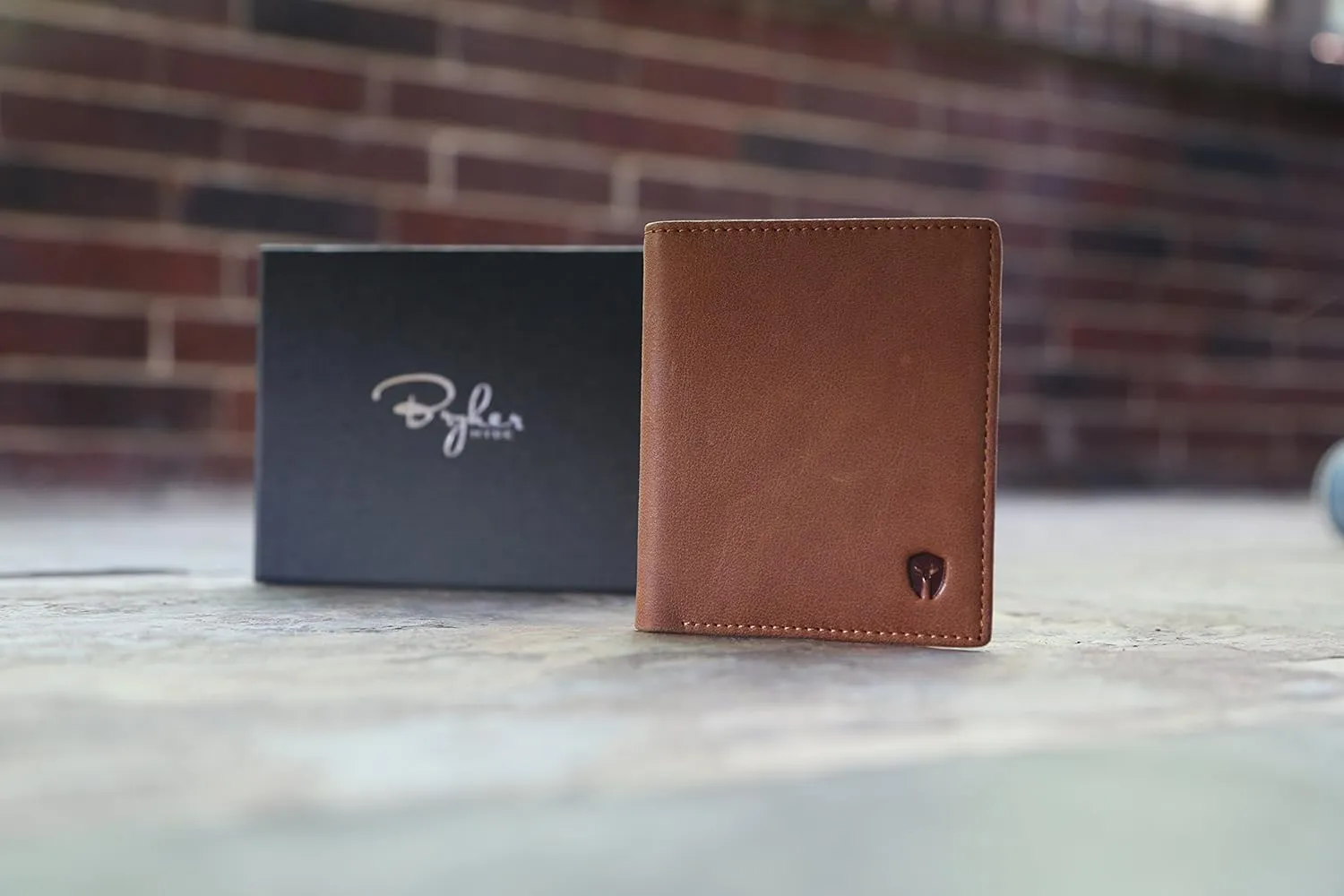Bryker Hyde Slim Vertical Bifold RFID Blocking Full Grain Leather Wallet for Men, Front Pocket, Bill/Receipt pocket (Brown)