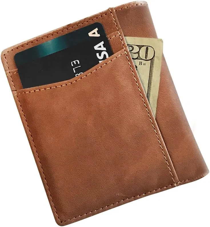 Bryker Hyde Slim Vertical Bifold RFID Blocking Full Grain Leather Wallet for Men, Front Pocket, Bill/Receipt pocket (Brown)