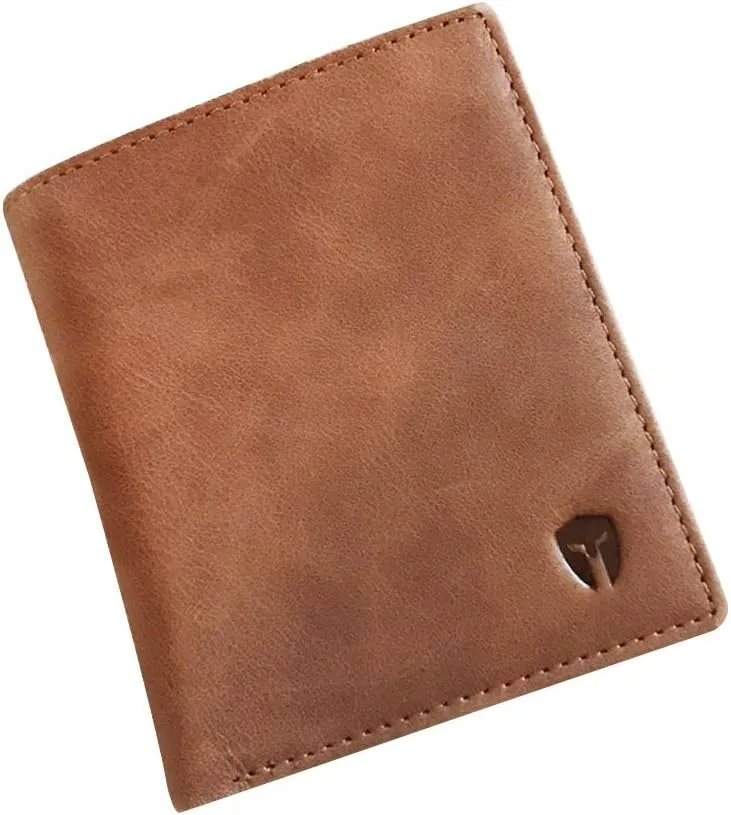 Bryker Hyde Slim Vertical Bifold RFID Blocking Full Grain Leather Wallet for Men, Front Pocket, Bill/Receipt pocket (Brown)