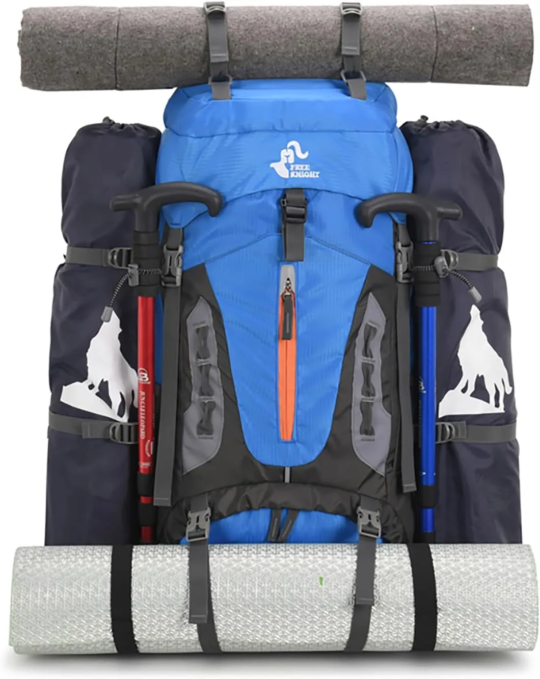 Bseash 60L Hiking Camping Backpack with Rain Cover, Waterproof Large Capacity Outdoor Sport Travel Daypack Climbing Touring (Purple)