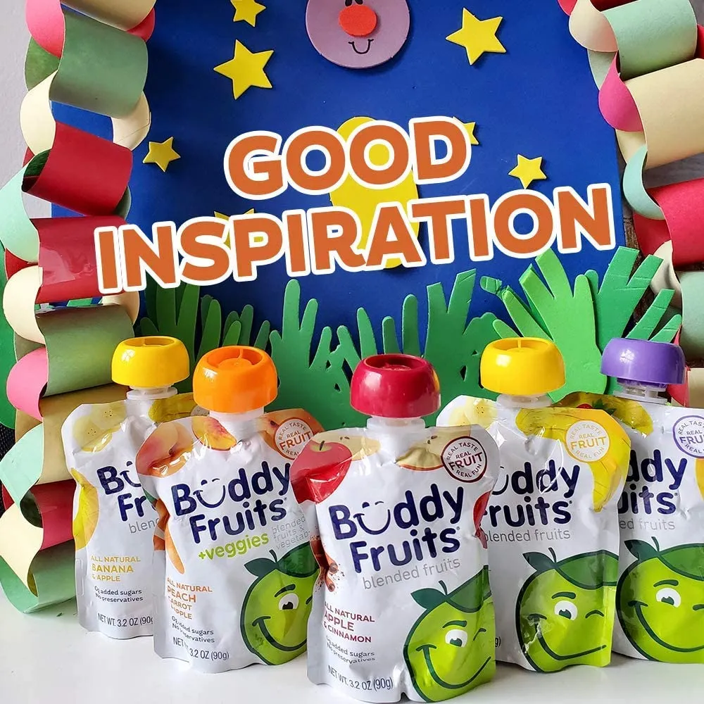 Buddy Fruits Snacks To Go Mango Unsweetened Applesauce 3.2oz Pouch (18pk) Gluten-Nut-Dairy-Preservatives-BPA Free, Non GMO, Kosher