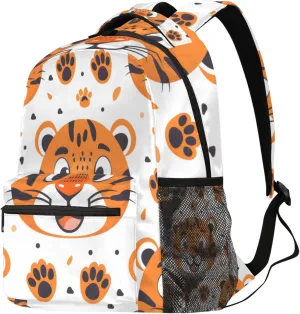 Budxapjw Cute Tiger Travel Laptop Backpack for Women Men Tiger Footprints Waterproof Bag with Adjustable Padded Shoulder Straps for Business Work Travel Hiking Camping