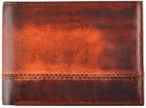 BULL GUARD Cognac Brown Leather Wallet for Men | RFID Blocking Bifold with Removable ID Credit Card Holder